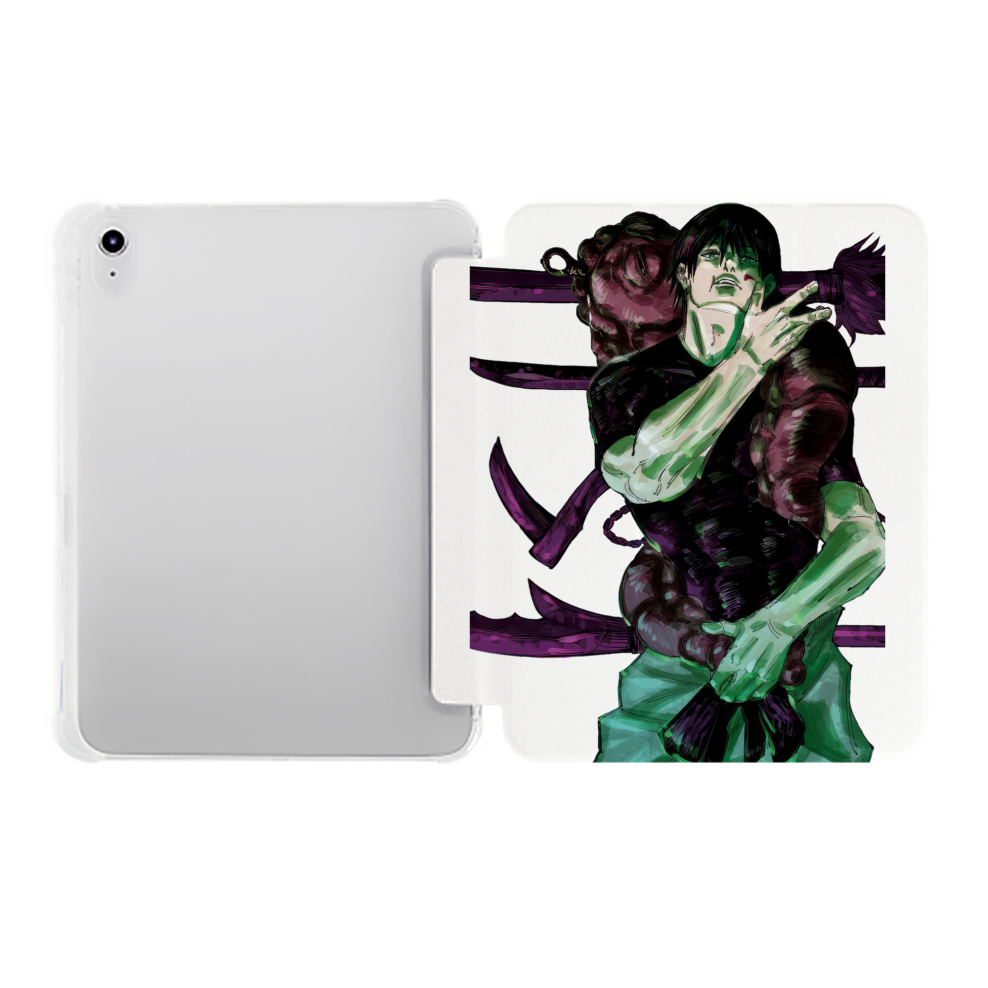 （画像用） 呪術廻戦 Jujutsu Kaisen IPad ケース ペン収納付き 三つ折りスタンド PUレザー×シリコン 対応機種9.5/10.5/10.9インチ